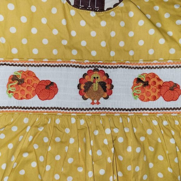 NWOT Smocked Thanksgiving Dress 5t Lil Cactus Brand - Picture 3 of 5
